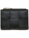 Intrecciato Bifold Zipper Half Wallet Black - BOTTEGA VENETA - BALAAN.