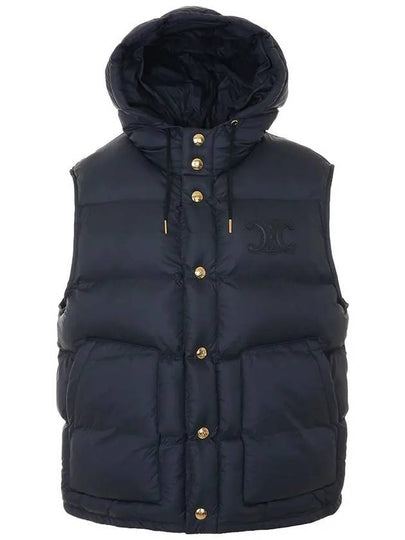 Triomphe Patch Hooded Down Vest Light Navy - CELINE - BALAAN 2