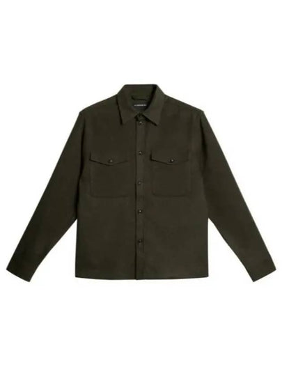 Men's Flat Over Wool Long Sleeve Shirt Forest Green - J.LINDEBERG - BALAAN 2