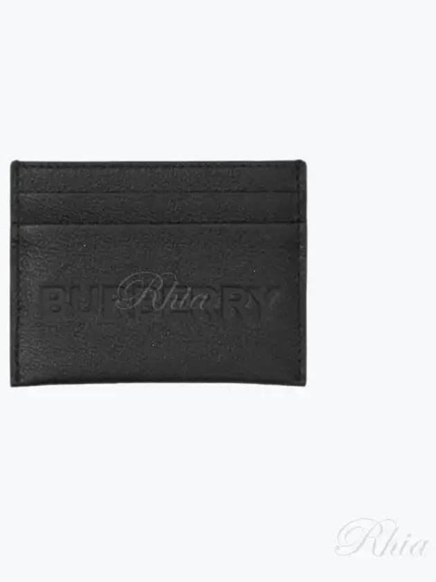 Logo Embossed Grainy Leather Card Wallet Black - BURBERRY - BALAAN 2