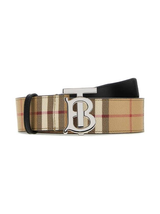 Check Reversible Wide TB Leather Belt Beige - BURBERRY - BALAAN 1