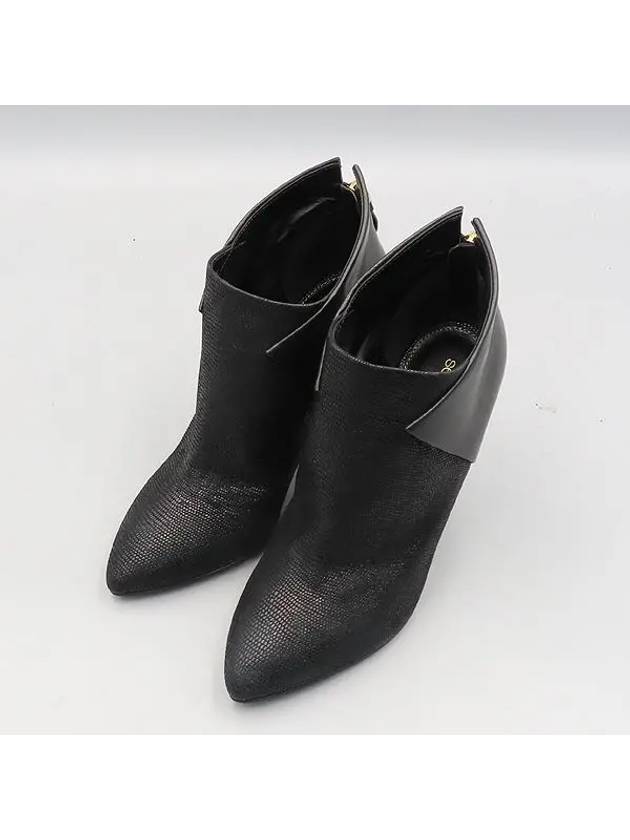 Black leather back zipper decoration women s ankle boots size 35 - SERGIO ROSSI - BALAAN 3