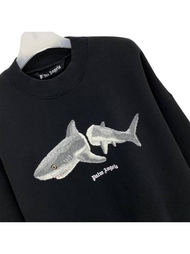 Shark Graphic Print Cotton Sweatshirt Black - PALM ANGELS - BALAAN 3