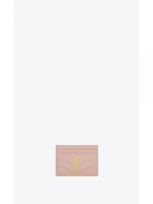 Gold Hardware Matelasse Caviar Leather Card Wallet Pale Pink - SAINT LAURENT - BALAAN 2