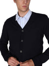 Samuel V-Neck Wool Cardigan Blue - A.P.C. - BALAAN 4