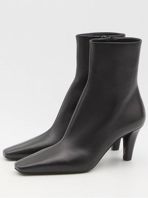 Jill Leather Ankle Boots Black - SAINT LAURENT - BALAAN 3