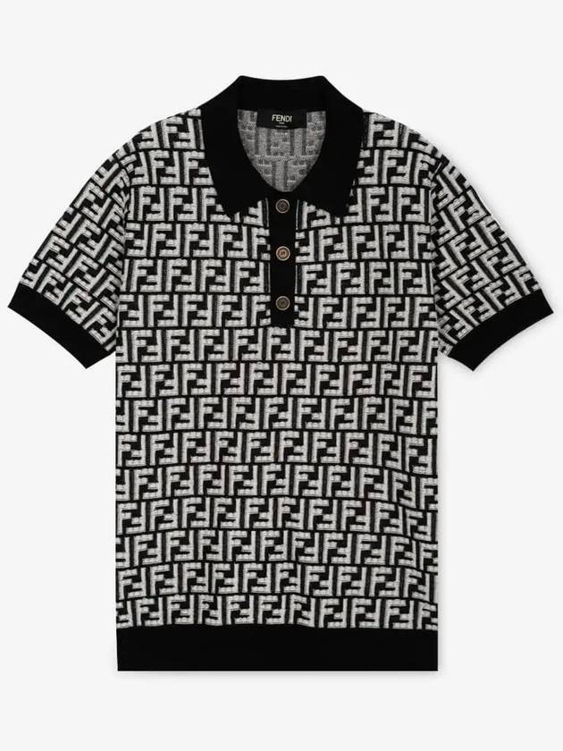 FF Motif Wool Polo Shirt Black - FENDI - BALAAN 3