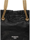 Crush Small Leather Shoulder Bag Black - BALENCIAGA - BALAAN 5