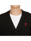 Red Heart Logo Merino Wool Cardigan Black - AMI - BALAAN 7