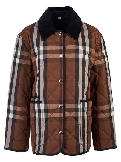 Women's Check Diamond Quilted Jacket Brown - BURBERRY - BALAAN 2