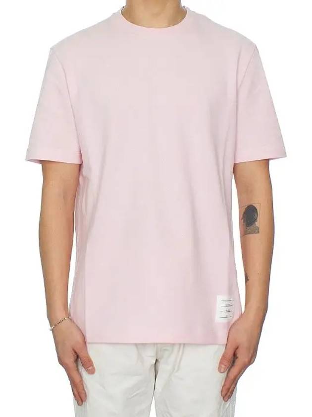 Men s side diagonal striped short sleeve t shirt light pink - THOM BROWNE - BALAAN 3