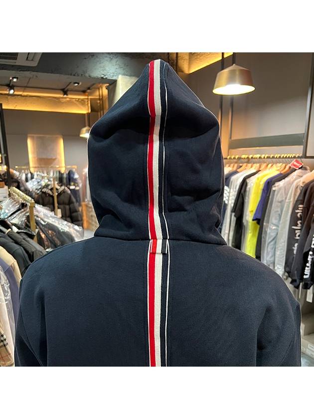 Center Back Stripe Cotton Zip Up Hoodie Navy - THOM BROWNE - BALAAN 8