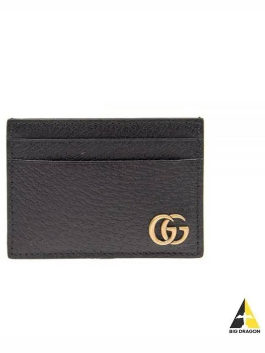 GG Marmont Leather Card Wallet Black - GUCCI - BALAAN 2