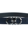 Silver Gancini Reversible Leather Belt Ultramarine Black - SALVATORE FERRAGAMO - BALAAN 8