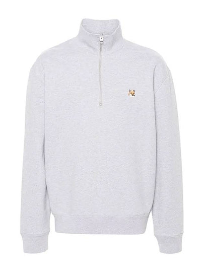 Fox Head Patch Half Zipper Sweatshirt Light Grey Melange - MAISON KITSUNE - BALAAN 2