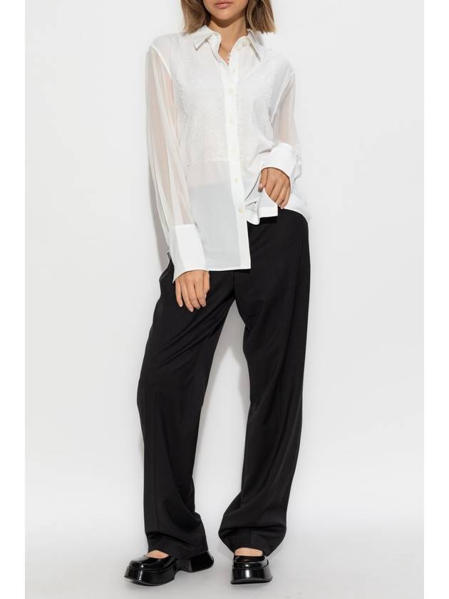 Helmut Lang Shirt With Lace Insert At The Front, Women's, White - HELMUT LANG - BALAAN 2