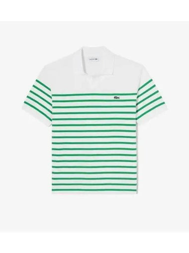 Men s Open Collar Marine Stripe Polo Mint - LACOSTE - BALAAN 1