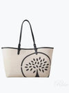 Classic Smooth Calf Refined Canvas Tote Bag Black Ecru - MULBERRY - BALAAN 2