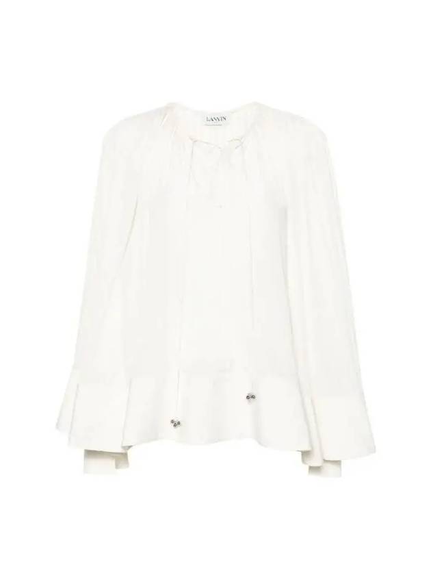 Women Blouse Shirt White Ruffle RWTO0018 4778001 - LANVIN - BALAAN 1