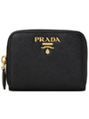 Metal Logo Saffiano Coin Card Wallet Black - PRADA - BALAAN 2