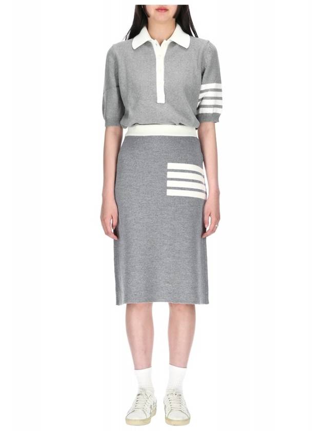 Double Face Merino 4 Bar A-Line Skirt Light Grey - THOM BROWNE - BALAAN.