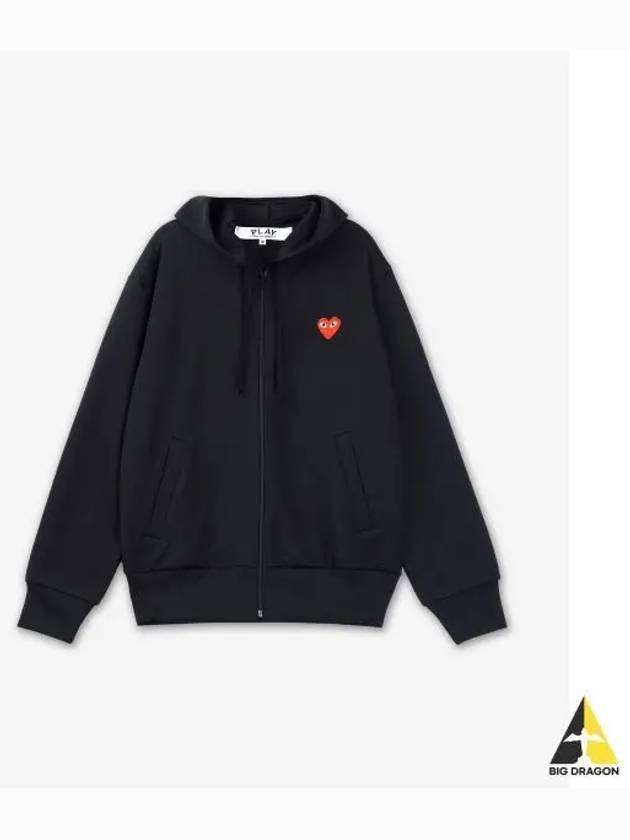 COMME DES GARCONS PLAY Red Heart Waffen Logo Zip up Hood Black AXT1720511 - COMME DES GARCONS PLAY - BALAAN 1