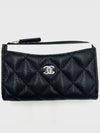 Shiny Grained Calfskin Silver Card Holder Black - CHANEL - BALAAN 2