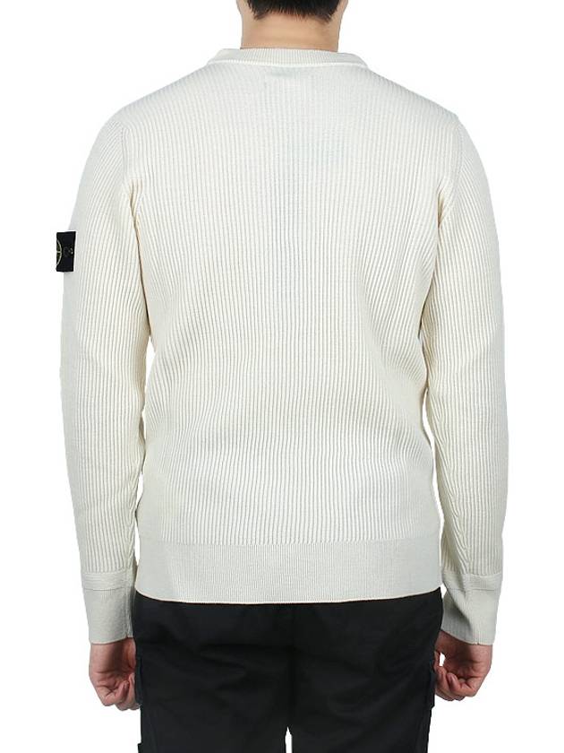 Crewneck Full Rib Wool Knit Top White - STONE ISLAND - BALAAN 5