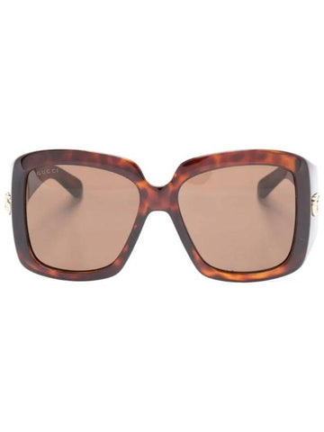 tortoiseshell effect oversized frame sunglasses GG1402S - GUCCI - BALAAN 1