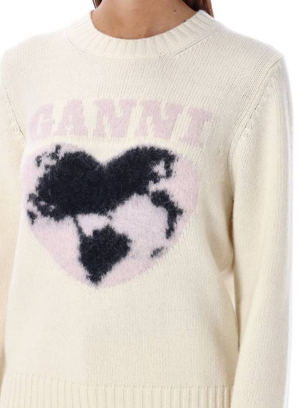 Heart Intarsia Knit Top Egret - GANNI - BALAAN 4