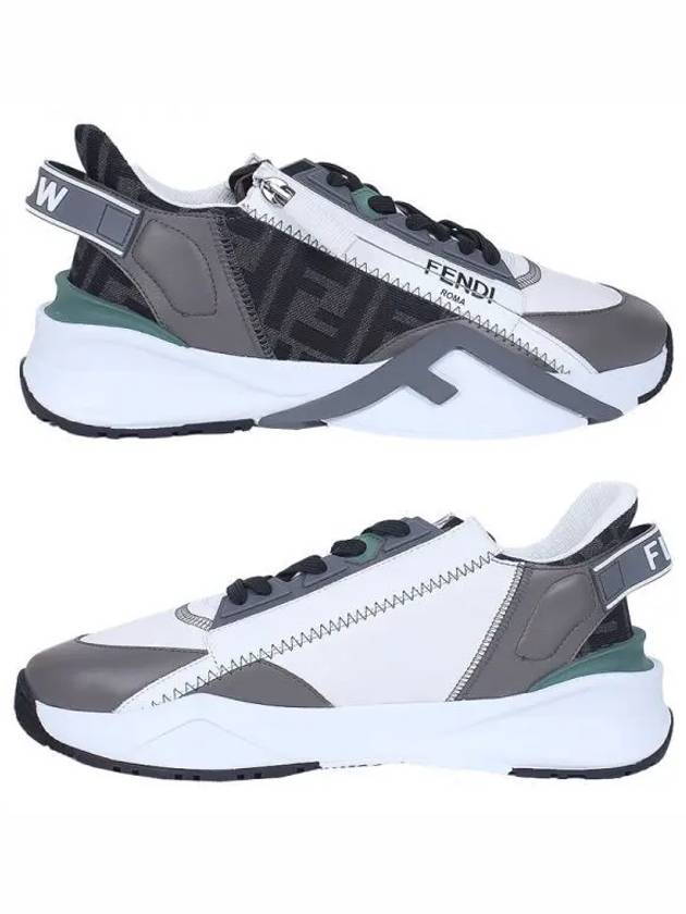 Flow FF Jacquard Leather Running Low Top Sneakers Grey - FENDI - BALAAN 2