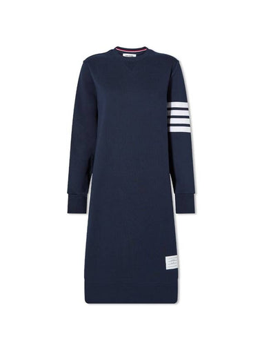 Classic Loopback 4-Bar Sweater Midi Dress Light Navy - THOM BROWNE - BALAAN 1