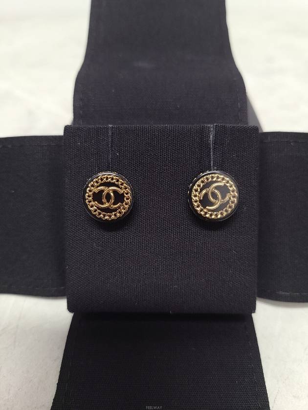 Used luxury goods Lewis It Black CC logo gold chain circle earrings - CHANEL - BALAAN 4