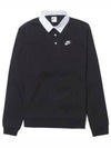 Club Fleece Long Sleeve Polo Shirt Black - NIKE - BALAAN 2