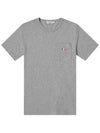 Tricolor Fox Patch Classic Pocket Short Sleeve T-Shirt Grey Melange - MAISON KITSUNE - BALAAN 1