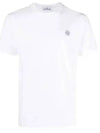 Pisato Effect Logo Patch Short Sleeve T-Shirt White - STONE ISLAND - BALAAN 2