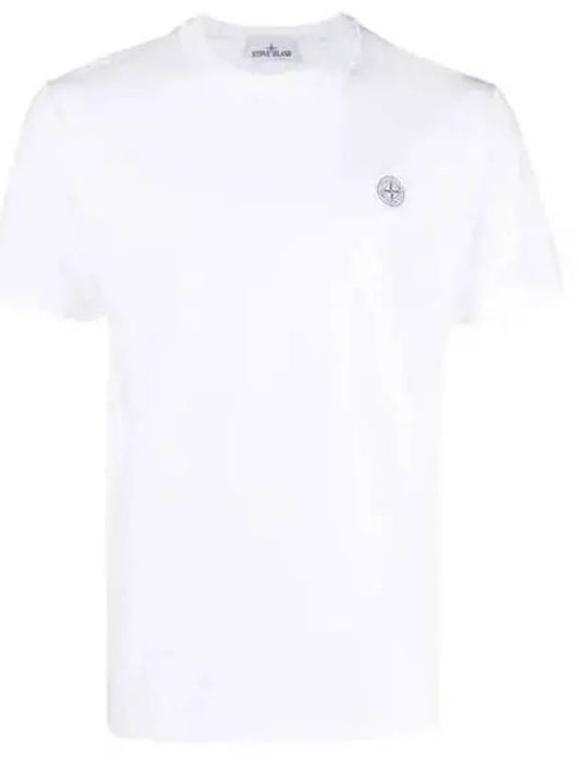 Pisato Effect Logo Patch Short Sleeve T-Shirt White - STONE ISLAND - BALAAN 2