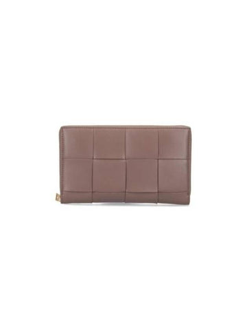 Intrecciato Zipper Around Long Wallet Taupe Grey - BOTTEGA VENETA - BALAAN 1