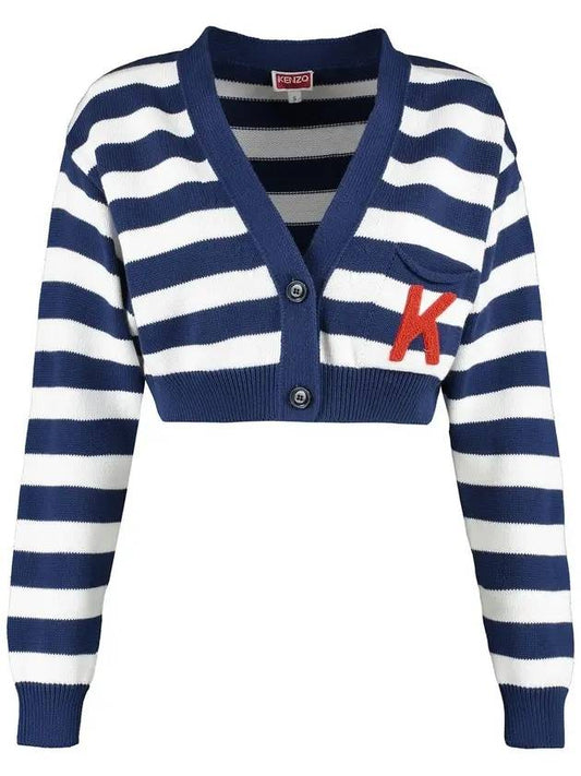 Women's Nautical Stripes Cardigan Blue - KENZO - BALAAN.