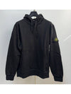 Logo Patch Cotton Fleece Hoodie Black - STONE ISLAND - BALAAN 2