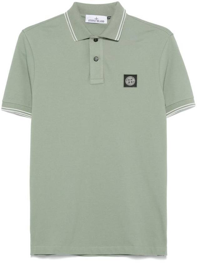 Organic Cotton Elastane Polo Shirt Green - STONE ISLAND - BALAAN 1