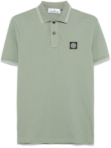 Organic Cotton Elastane Polo Shirt Green - STONE ISLAND - BALAAN 1