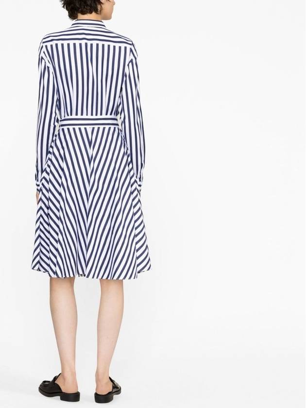 Striped Poplin Shirt Midi Dress Navy White - POLO RALPH LAUREN - BALAAN 5