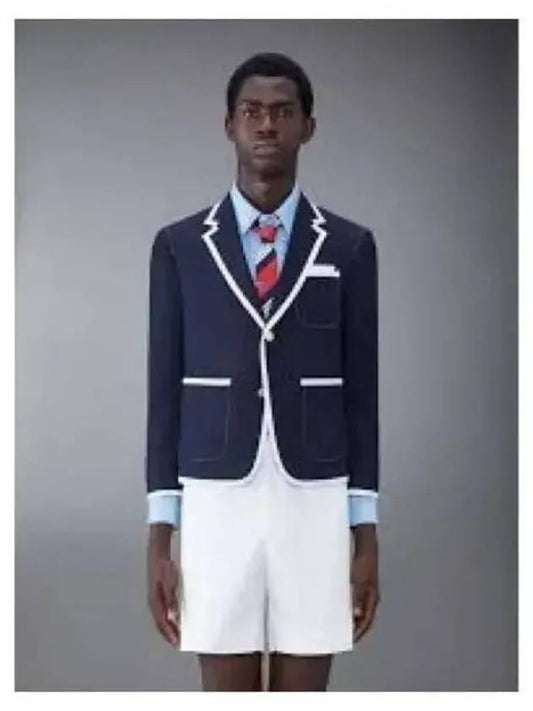 Cotton Gabardine Tipping Oversized Sack Sport Blazer Jacket Navy - THOM BROWNE - BALAAN 2