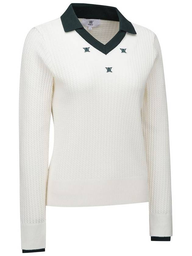 Official W LOGO POINT CABLE SWEATER OW - ANEWGOLF - BALAAN 4