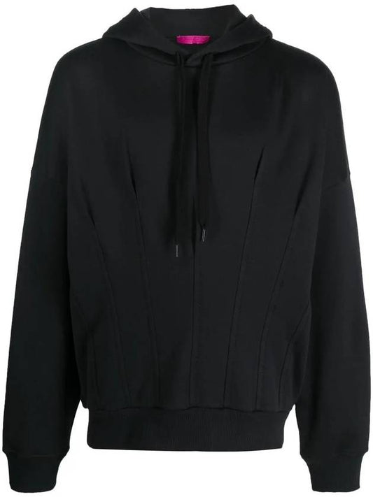 Pleated Drawstring Hoodie Black - VALENTINO - BALAAN 2