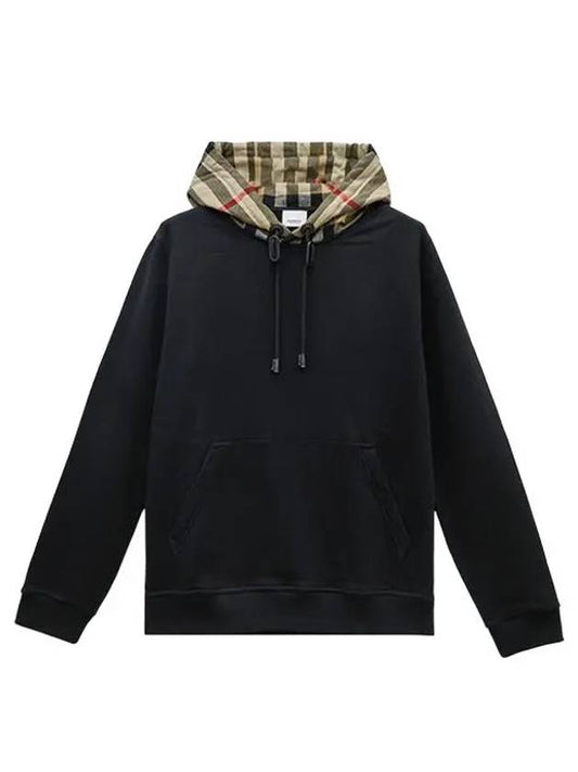 Check Hood Cotton Hoodie Black - BURBERRY - BALAAN 2