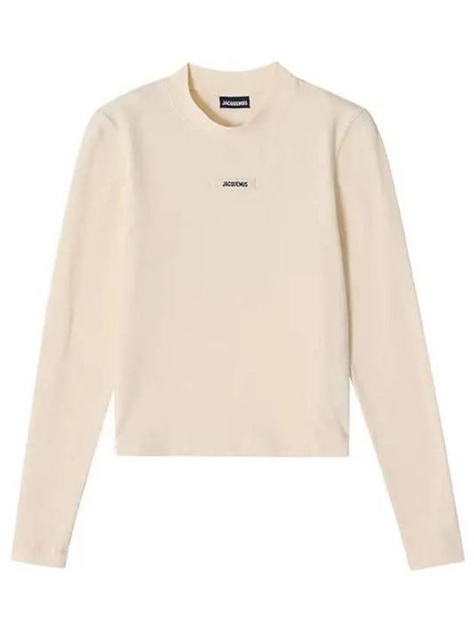 Le Gros Grain Manches Longues Grosgrain Logo Long Sleeve T-Shirt Light Beige - JACQUEMUS - BALAAN 2