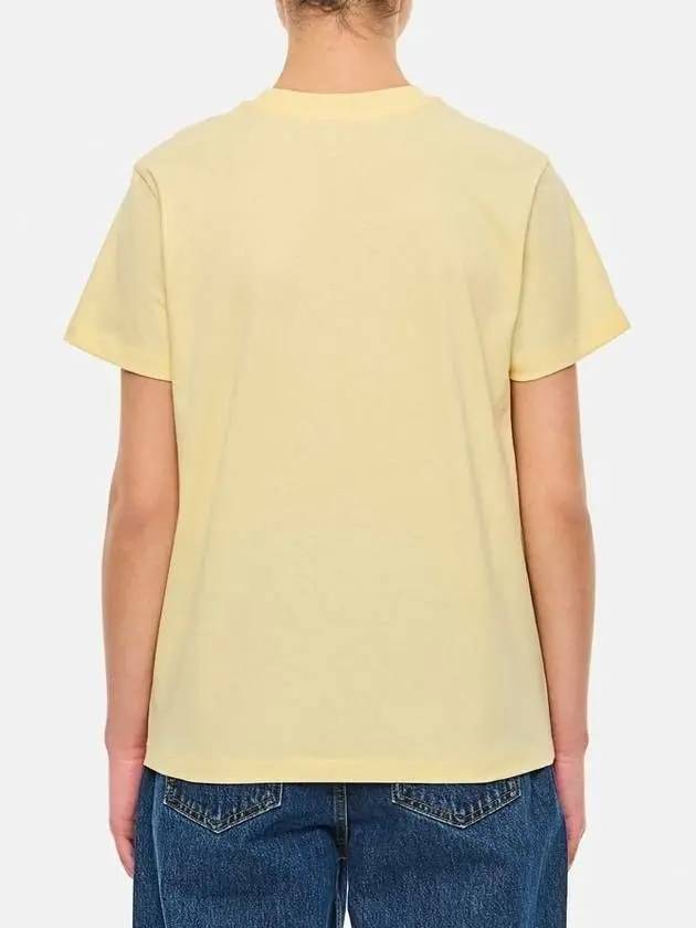 Women Lettering Embroidery Logo Short Sleeve T Shirt Yellow 8C00006 829HP 10W - MONCLER - BALAAN 4