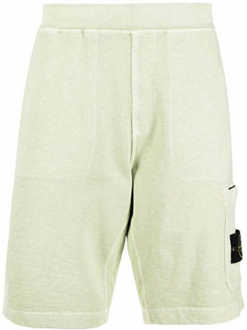 Men's Waffen Patch Fleece Bermuda Shorts Light Green - STONE ISLAND - BALAAN.